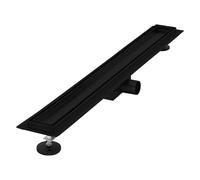 LuxeBath Caniveau de Douche 80 cm 2en1 à Carreler, Noir, Acier Inoxydable, avec Appareil Désodorisant et Filtre à Cheveaux Amovible, Pieds Réglable en Hauteur, Siphon Double Face, Écoulement de Sol