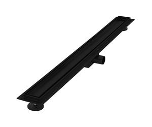 LuxeBath Caniveau de Douche 90 cm 2en1 à Carreler, Noir, Acier Inoxydable, avec Appareil Désodorisant et Filtre à Cheveaux Amovible, Pieds Réglable en Hauteur, Siphon Double Face, Écoulement de Sol