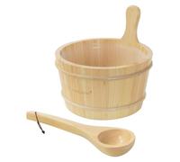 LuxeBath Kit Accessoires Sauna 2 Pièces en Bois de Pin, Seau 4L avec Louche | Ensemble Traditionnel avec Insert Intérieur Protecteur en Plastique, Résistant à la Chaleur, Set Durable en Bois Massif