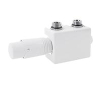 LuxeBath Kit de Raccordement Robinetterie Multiblock, Blanc, Universel d'angle et de Passage, avec Tête Thermostatique, pour Radiateur de Salle de Bains avec Raccord Central, Garniture de Connexion