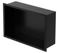 LuxeBath Niche de Douche Encastrée Murale, 20x30x10 cm, en Acier Inoxydable, Noir, Étanche, Étagère avec Cadre Salle de Bain, Encastrable, Seule Couche, Rangement Articles Toilette, Matériel Montage