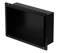 LuxeBath Niche de Douche Encastrée Murale, 20x30x10 cm, en Acier Inoxydable, Noir, sans Rebord, Étagère Encastrable Salle de Bain, Étanche, Seule Couche, Rangement Articles Toilette, Matériel Montage