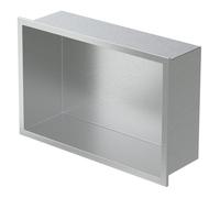 LuxeBath Niche de Douche Encastrée Murale, 20x30x10cm, en Acier Inoxydable, Argent, Étanche, Étagère avec Cadre Salle de Bain, Encastrable, Seule Couche, Rangement Articles Toilette, Matériel Montage