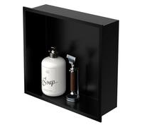 LuxeBath Niche de Douche Encastrée Murale, 30x30x10 cm, en Acier Inoxydable, Noir, Noir G