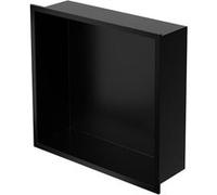 Niche murale LuxeBath en acier inoxydable, 30 x 30 x 10 cm, noire, niche de douche avec cadre, niche carrelable pour accessoires de salle de bain, tablette de douche, étagère de douche