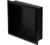 LuxeBath Niche de Douche Encastrée Murale, 30x30x10 cm, en Acier Inoxydable, Noir, sans Rebord, Étagère Encastrable Salle de Bain, Étanche, Seule Couche, Rangement Articles Toilette, Matériel Montage