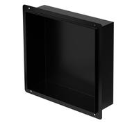 LuxeBath Niche de Douche Encastrée Murale 30x30x10 cm en Acier Inoxydable Noir sans Rebord Étagère Encastrable Salle de Bain