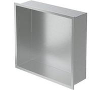 LuxeBath Niche de Douche Encastrée Murale, 30x30x10cm, en Acier Inoxydable, Argent, Étanche, Étagère avec Cadre Salle de Bain, Encastrable, Seule Couche, Rangement Articles Toilette, Matériel Montage