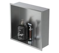 LuxeBath Niche de Douche Encastrée Murale, 30x30x10cm, en Acier Inoxydable, Argent, Étanche, Étagère avec Cadre Salle de Bain, Encastrable, Seule Couche, Rangement Articles Toilette, Matériel Montage
