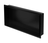 LuxeBath Niche de Douche Encastrée Murale, 60x30x10 cm, en Acier Inoxydable, Noir, sans Rebord, Étagère Encastrable Salle de Bain, Étanche, Seule Couche, Rangement Articles Toilette, Matériel Montage