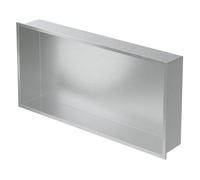 LuxeBath Niche de Douche Encastrée Murale, 60x30x10cm, en Acier Inoxydable, Argent, Étanche, Étagère avec Cadre Salle de Bain, Encastrable, Seule Couche, Rangement Articles Toilette, Matériel Montage