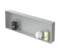 LuxeBath Niche de Douche Encastrée Murale, 90x30x10 cm, en Acier Inoxydable, Argent, Étanche, Étagère avec Cadre Salle de Bain, Encastrable, Seule Couche, Rangement Articles Toilette, Matériel Montage