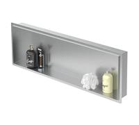 Niche murale LuxeBath en acier inoxydable, 90 x 30 x 10 cm, argent, sans rebord, niche carrelable pour accessoires de salle de bain, étagère de douche, tablette de douche