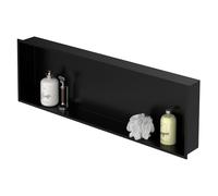 LuxeBath Niche de Douche Encastrée Murale, 90x30x10 cm, en Acier Inoxydable, Noir, Étanche, Étagère avec Cadre Salle de Bain, Encastrable, Seule Couche, Rangement Articles Toilette, Matériel Montage
