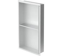 Niche murale double LuxeBath en acier inoxydable, 30 x 60 x 10 cm, argent, sans rebord, niche carrelable pour accessoires de salle de bain, étagère de douche, tablette de douche