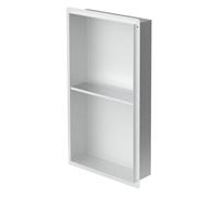 LuxeBath Niche murale double 30x60x10 cm acier inoxydable argent sans rebord carrelable