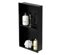 LuxeBath Niche de Douche Encastrée Murale Double, 30x60x10 cm, en Acier Inoxydable, Noir, Étanche, Étagère avec Cadre Salle de Bain, Encastrable, Rangement Articles Toilette, Matériel Montage