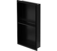 LuxeBath Niche de Douche Encastrée Murale Double, 30x60x10 cm, en Acier Inoxydable, Noir, sans Rebord, Étagère Encastrable Salle de Bain, Seule Couche, Rangement Articles Toilette, Matériel Montage