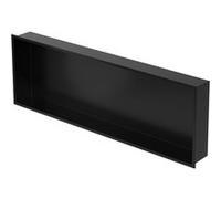 LuxeBath Niche de Douche Encastrée Murale, 90x30x10 cm, en Acier Inoxydable, Noir, Étanche, Étagère avec Cadre Salle de Bain, Encastrable, Seule Couche, Rangement Articles Toilette, Matériel Montage