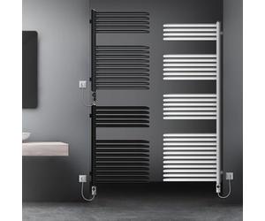 LuxeBath Radiateur de Salle de Bain Électrique Anthracite 500x800 mm + Résistance 600W et Thermostat Écran LCD, Sèche-Serviettes Porte-Serviettes Mural avec Thermoplongeur Élément Chauffant en Acier