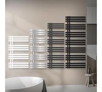 LuxeBath Radiateur de Salle de Bain Iron EM 500x1000 mm, Chrome, Thermostat+Garniture de Raccordement Central, Forme d'angle et de Passage, Sèche-Serviettes Utilisation Polyvalente, Kit Montage Mural