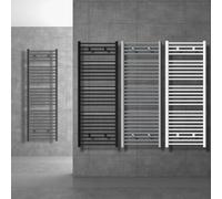 LuxeBath Radiateur de Salle de Bain Sahara 300 x 800 mm Noir Mat Raccord Latéral Droite au Bas, avec Résistance Électrique 600W Thermostat Affichage Digital, Sèche-Serviettes à Cartouche Chauffante