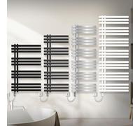 LuxeBath Radiateur Design Iron EM, 600x1000 mm, Noir Mat, Résistance Électrique Chrome 600W avec Thermostat Simple Affichage Numérique, Sèche-Serviettes de Salle de Bain à Tige Cartouche Chauffante