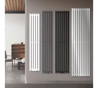 LuxeBath Radiateur Salle de Bain Stella 480x1600 mm Noir Mat, Raccordement Central en Bas, Design Plat à Panneaux Vertical Monocouche, Appareil Chauffage Eau Chaude Émetteur de Chaleur Mural en Acier