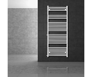 LuxeBath Radiateur Sèche-Serviettes de Remplacement 600x1600 mm Blanc, Raccordement Latéral Entraxe 650 mm Modèle Droit avec Kit de Vanne Thermostatique, Chauffage Mural de Rénovation Salle de Bain