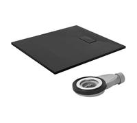 Receveur de douche 100x90cm noir avec garniture de vidange en smc extra plat résistant hauteur 30mm bac rectangulaire pour salle de bain surface