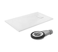 Receveur de douche 120x70cm blanc avec garniture de vidange en smc extra plat résistant hauteur 30mm bac rectangulaire pour salle de bain surface