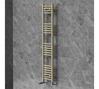 LuxeBath Sèche-Serviettes 300x1400 mm et Kit Robinet d'Angle Thermostatique | pour Chauffage Central à Eau Chaude, Raccordement Latéral Bas, Radiateur Mural de Salle de Bain, Forme Droite, Beige Mat