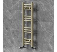 LuxeBath Sèche-Serviettes 300x800 mm et Kit Robinet d'Angle Thermostatique | pour Chauffage Central à Eau Chaude, Raccordement Latéral Bas, Radiateur Mural de Salle de Bain, Forme Droite, Beige Mat