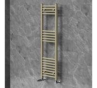LuxeBath Sèche-Serviettes 400x1200 mm et Kit Robinet d'Angle Thermostatique | pour Chauffage Central à Eau Chaude, Raccordement Latéral Bas, Radiateur Mural de Salle de Bain, Forme Droite, Beige Mat