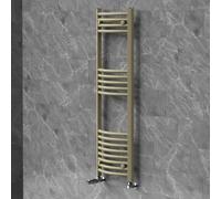 LuxeBath Sèche-Serviettes 400x1200 mm et Kit Robinet d'Angle Thermostatique | pour Chauffage Central à Eau Chaude, Raccordement Latéral Bas, Radiateur Mural de Salle de Bain, Forme Courbé, Beige Mat
