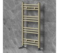 LuxeBath Sèche-Serviettes 500x800 mm et Kit Robinet d'Angle Thermostatique | pour Chauffage Central à Eau Chaude, Raccordement Latéral Bas, Radiateur Mural de Salle de Bain, Forme Droite, Beige Mat