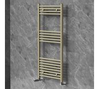 LuxeBath Sèche-Serviettes 600x1200 mm et Kit Robinet d'Angle Thermostatique | pour Chauffage Central à Eau Chaude, Raccordement Latéral Bas, Radiateur Mural de Salle de Bain, Forme Droite, Beige Mat