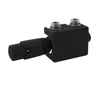 LuxeBath Set Vanne Thermostatique Multiblock Noir Universel Angulaire et Traversant, Thermostat pour Radiateur de Salle de Bain à Raccord Central, Bloc de Robinets et Soupape de Chauffage Inclus