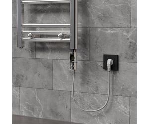 LuxeBath Thermoplongeur 600W Chromé avec thermostat et écran LCD, Régulateur de température électronique et fonction de minuterie, Eléments chauffants pour radiateurs de salle de bains