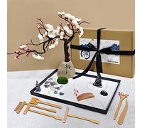 LuXianYS Mini Jardin Zen de Méditation,Jardin de Sable Japonais Zen pour Bureau avec Plateau,Mini Jardin Zen Decoration pour Détente et Méditation à Domicile