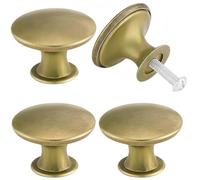 Luxiremi Lot de 4 boutons de meuble ronds blancs - 32 mm - Pour commode, armoire, chambre d'enfant, cuisine, bibliothèque (4, doré)