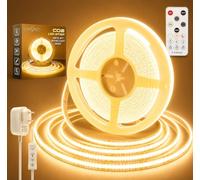 LUXONIC 24V COB Bande LED 5M, Super Brighter Blanc Chaud 3000K CRI90+ | 8mm, Continue Lumières LED dimmables avec télécommande, pour le cabinet, maison, TV rétro-éclairage, Miroir