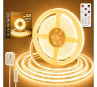 LUXONIC 24V COB Continue Bande LED 10M, Blanc Chaud 3000K, Super Brighter | CRI90+ Lumières LED dimmables avec télécommande, Bande LED flexible pour le cabinet, maison, TV rétro-éclairage, Miroir