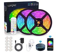 LUXONIC Ruban LED WiFi 10 m (2 x 5M), Bande LED RGB 5050 SMD IP65 Multicolore 16 Millions de Couleurs Sync avec Musique Smart Téléphone APP Travail avec Alexa Google Home, pour Décoration Maison