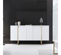 Luxor buffet design blanc et or 160 cm - 4 portes