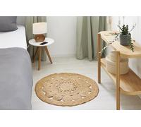 -LUXOR- living Tapis Balo - Tapis Rond en Jute - Convient également comme Tapis de Chambre à Coucher - Tapis bohème Durable Beige - Produit Naturel - 60 cm - Rond