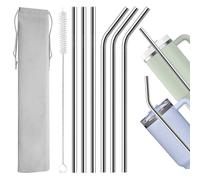 Luxoraiova Lot de 6 pailles réutilisables en acier inoxydable de 31 cm pour Stanley Cup 30 oz/40 oz - Pailles en métal 304 pour aliments avec 1 brosse de nettoyage, passe au lave-vaissage et