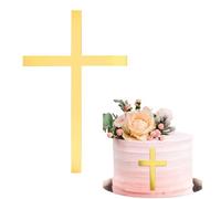 Luxorium 1 pièce décoration communion croix en or Cake Topper pour baptême garçon fille décoration gâteau en acrylique