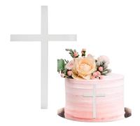 Luxorium 1 pièce decoration communion gateau croix argentée Cake Topper pour confirmation baptême décoration gâteau en acrylique