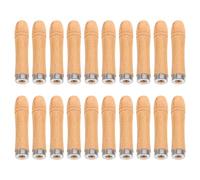 Luxshiny 20 Pièces Manche en Bois Court pour Accessoires de Barbecue Prise Anti-brûlure, Construction Solide et Apparence Élégante, pour Ustensiles de Grill et Camping